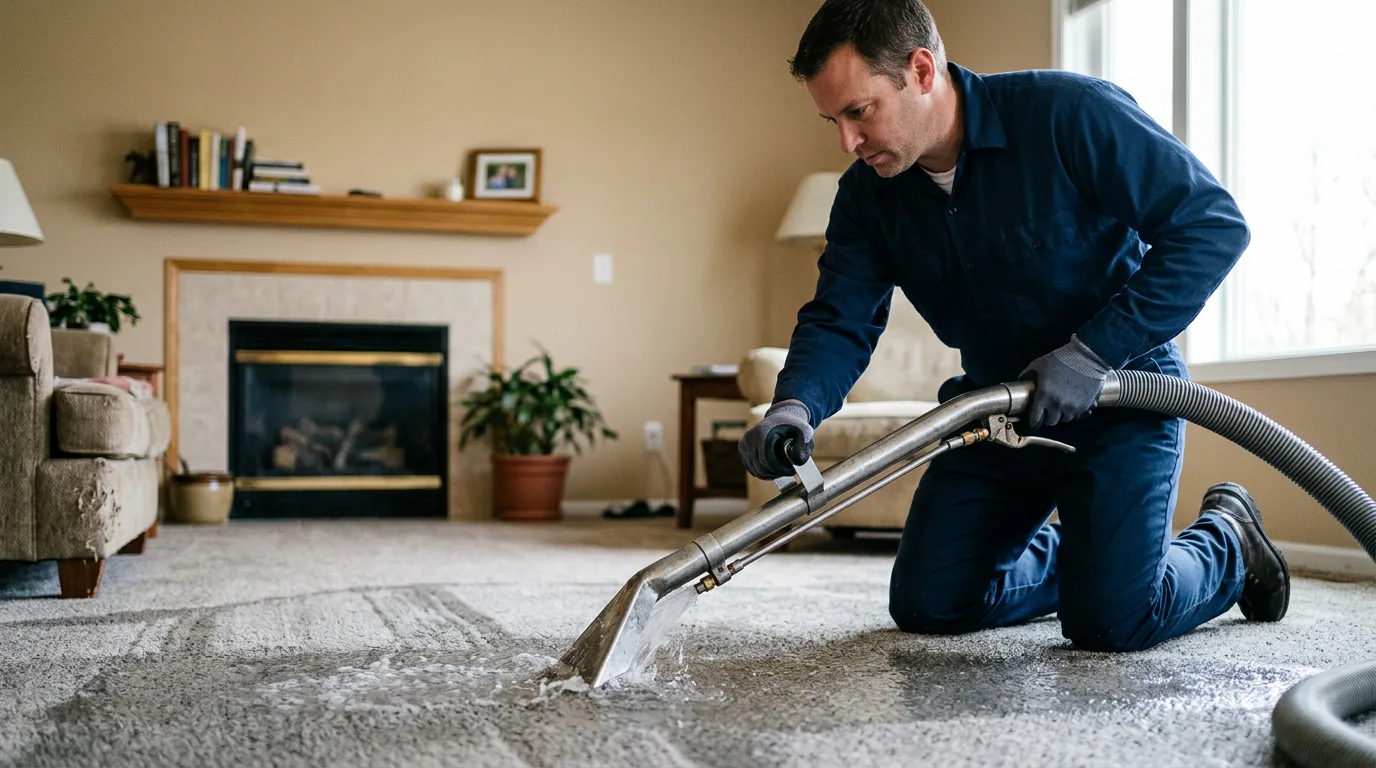 Water damage restoration technician working near Beckville, TX